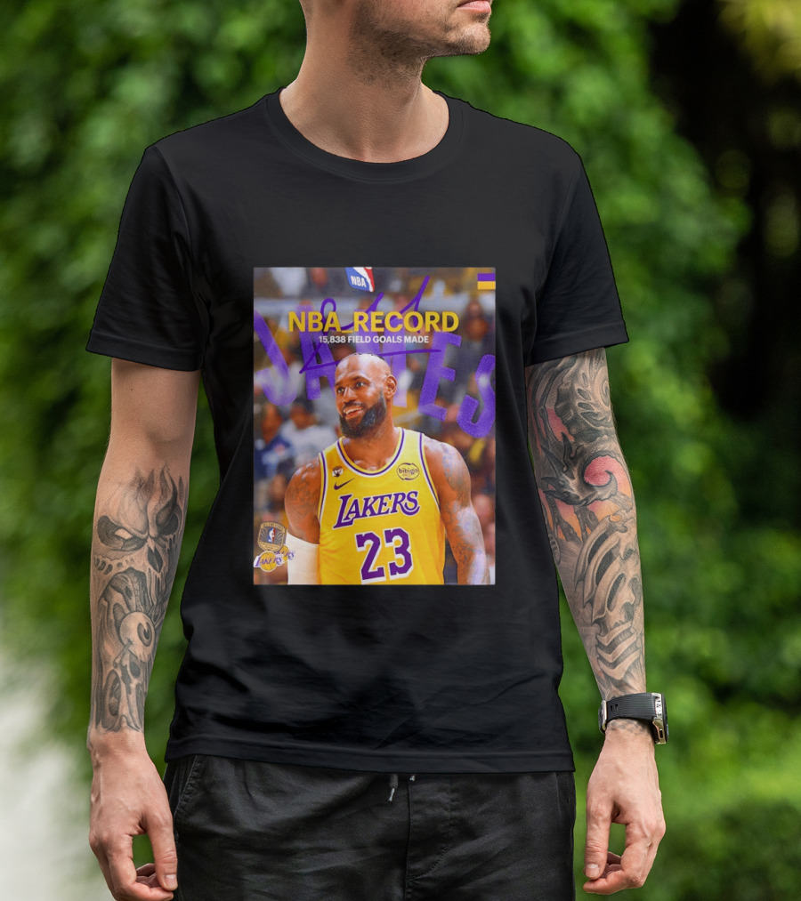NBA Record LeBron James 15838 Field Goals Made Lakers 23 T-Shirt