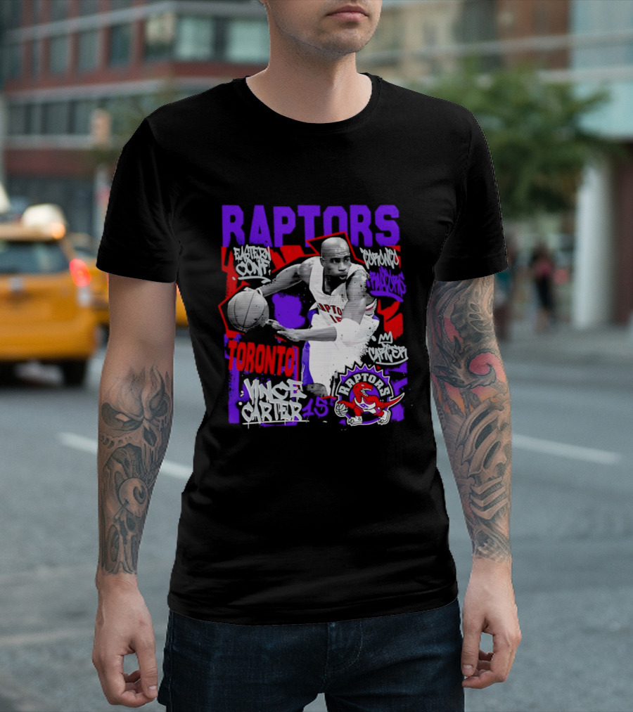 Toronto Raptors Vince Carter Chalked Up Player 15 Paint T-Shirt