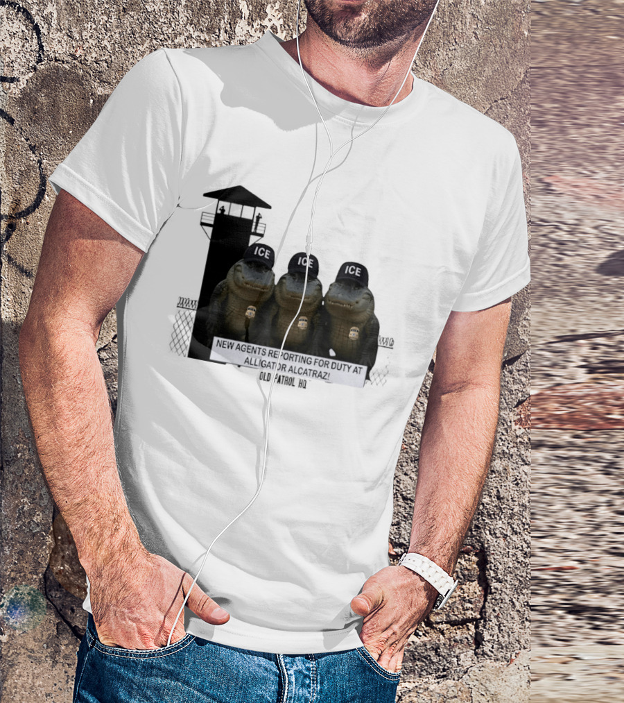 Alligator Alcatraz ICE Agents Guarding Prison Tower Scene T-Shirt