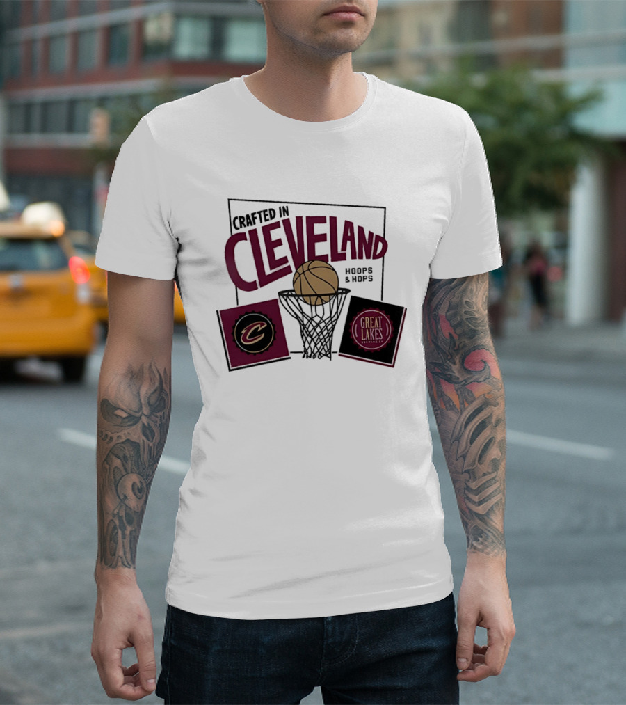 Crafted In Cleveland Hoops And Hops Cavaliers Great Lakes Brewing Co T-Shirt