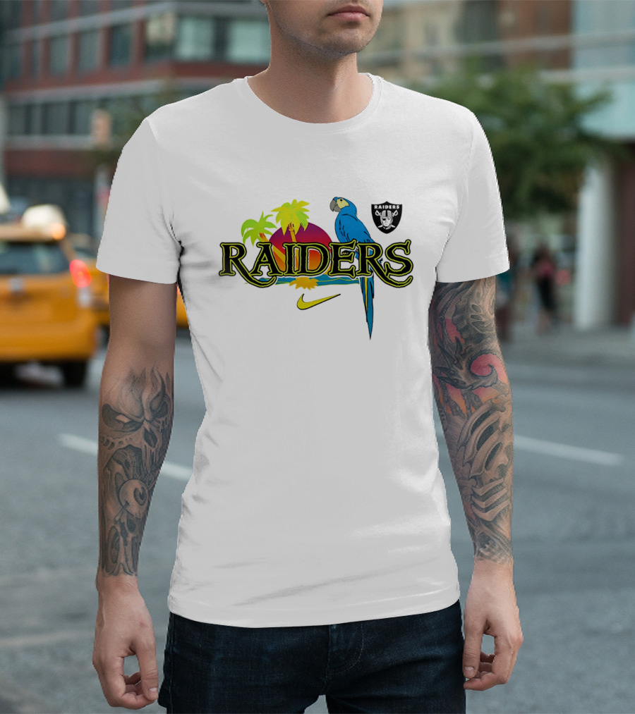 Las Vegas Raiders Tropics And Parrot It's 5 O' Somewhere Nike T-Shirt