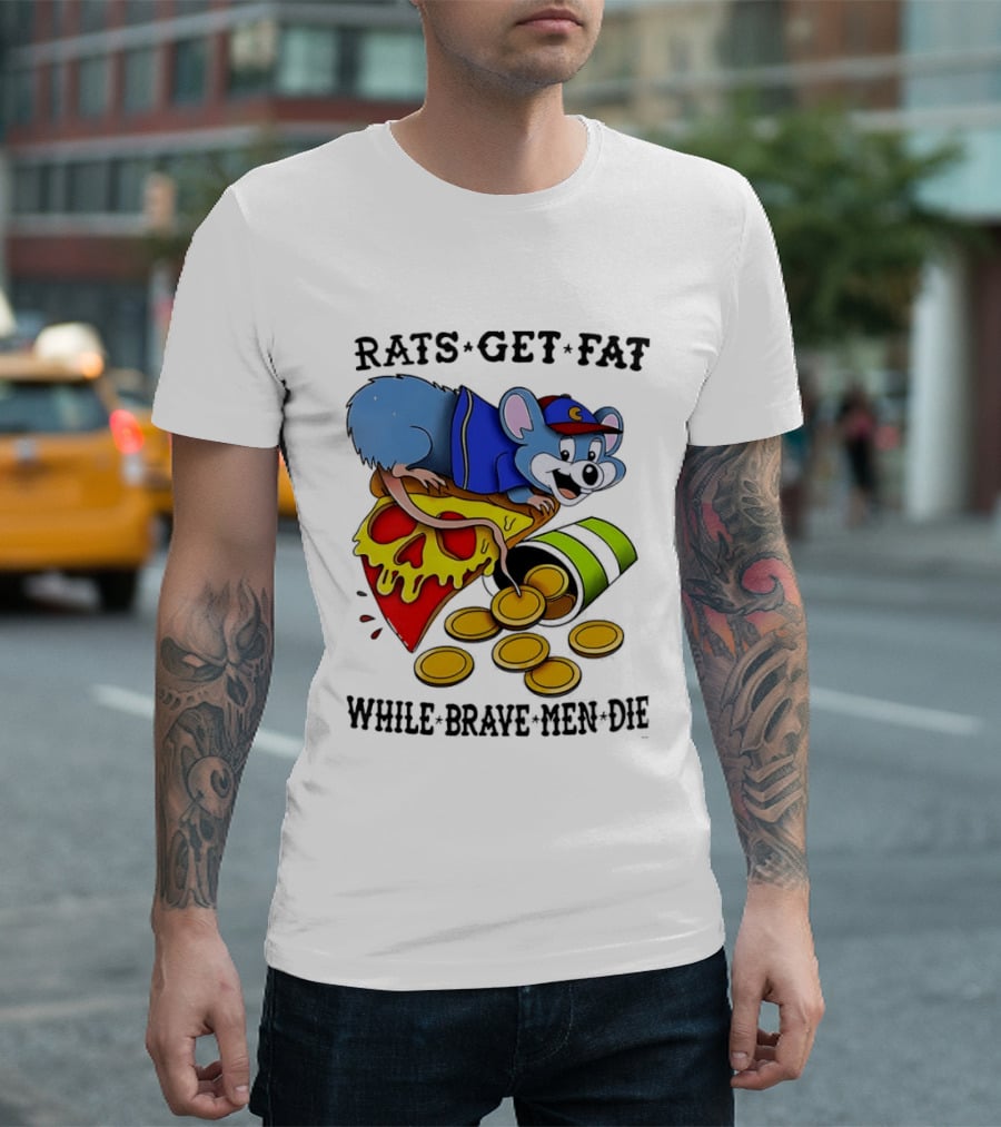 Rats Get Fat While Brave Men Die Pizza Coin Cap Mouse T-Shirt