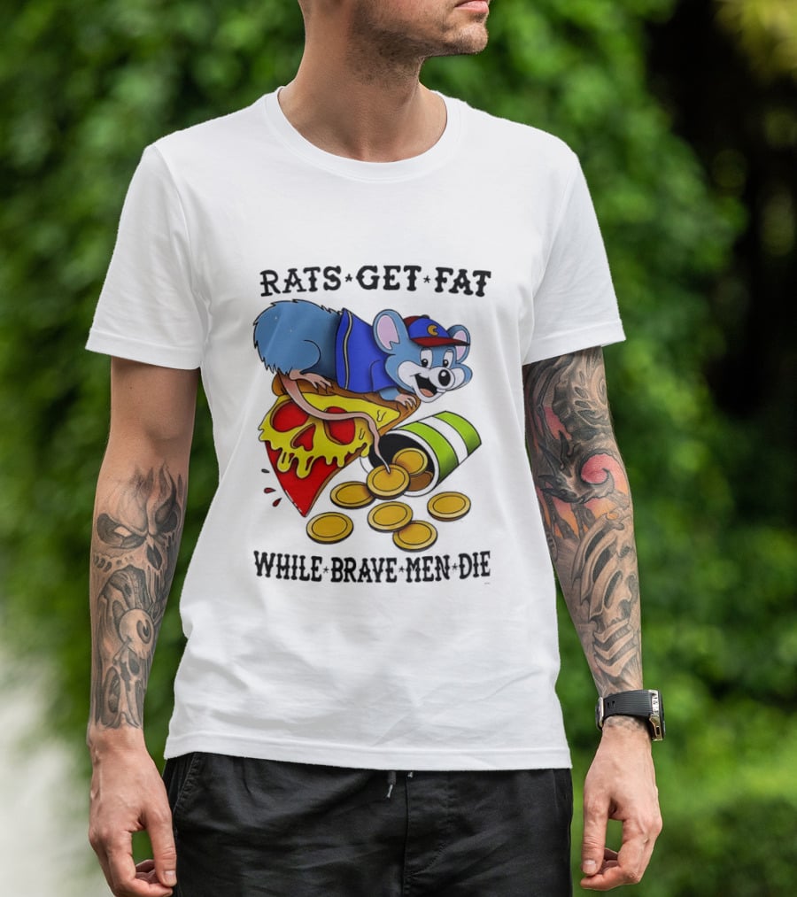 Rats Get Fat While Brave Men Die Pizza Coin Cap Mouse T-Shirt