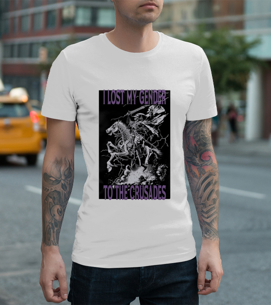 I Lost My Gender To The Crusades Skeleton Riding Horse Skeleton T-Shirt