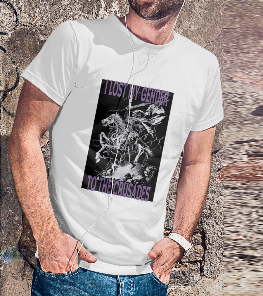 I Lost My Gender To The Crusades Skeleton Riding Horse Skeleton T-Shirt