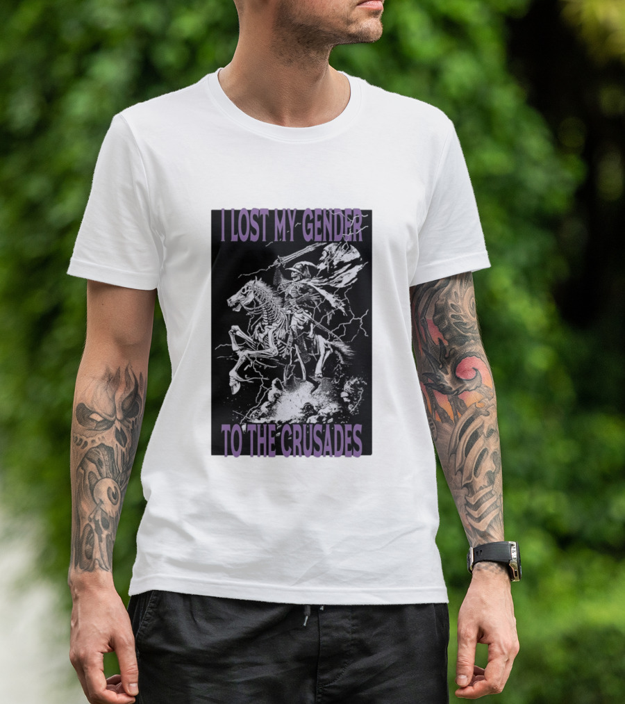 I Lost My Gender To The Crusades Skeleton Riding Horse Skeleton T-Shirt