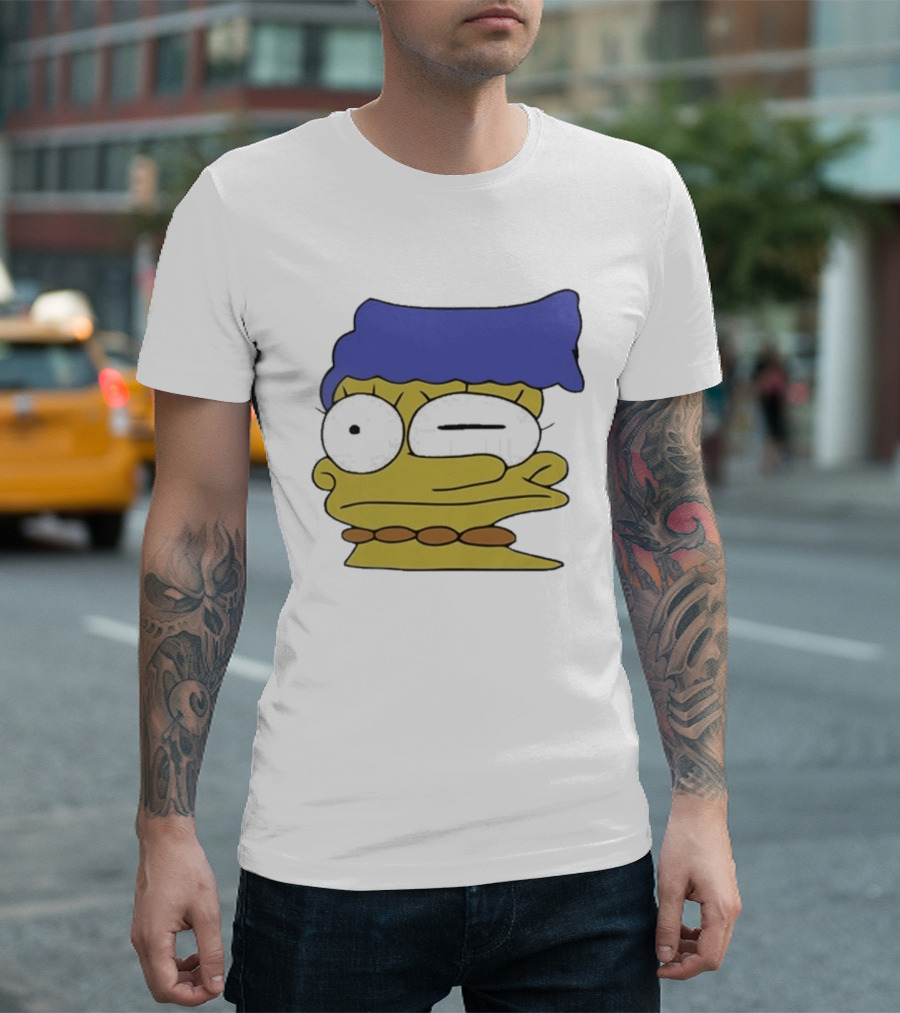 Smeared Marge Simpson Meme Face Cartoon T-Shirt