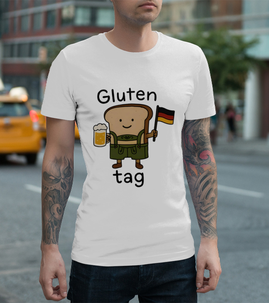 Gluten Tag Bread Character Lederhosen Beer German Flag T-Shirt