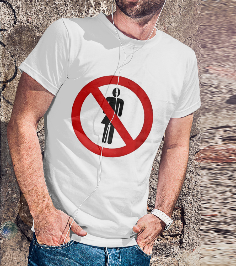 No Women Allowed Symbol Icon Bold Red Circle Front Print T-Shirt