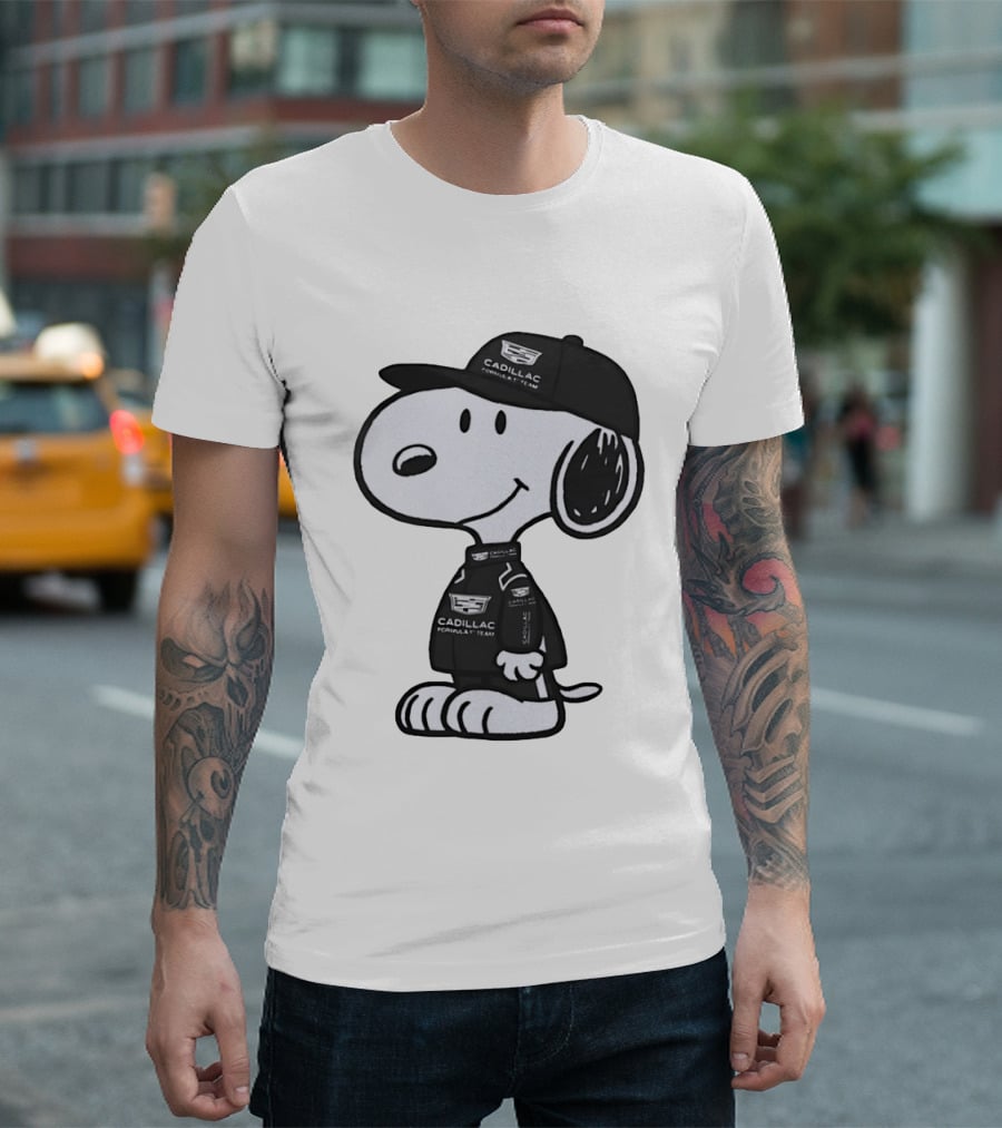 Peanuts Snoopy Cadillac Formula 1 Team Racing Outfit T-Shirt
