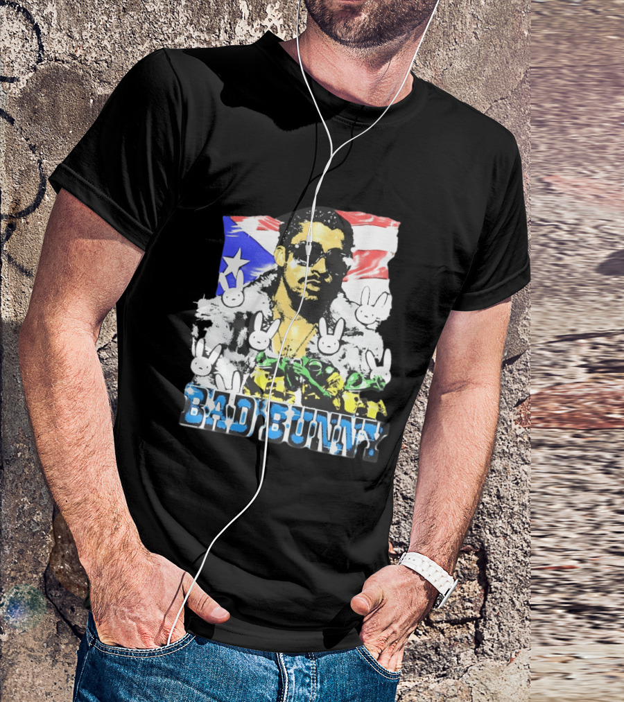 Bad Bunny Puerto Rican Flag Bunny Icon Latin Music T-Shirt