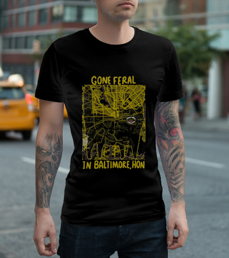 Gone Feral In Baltimore Hon Crab Motif T-Shirt