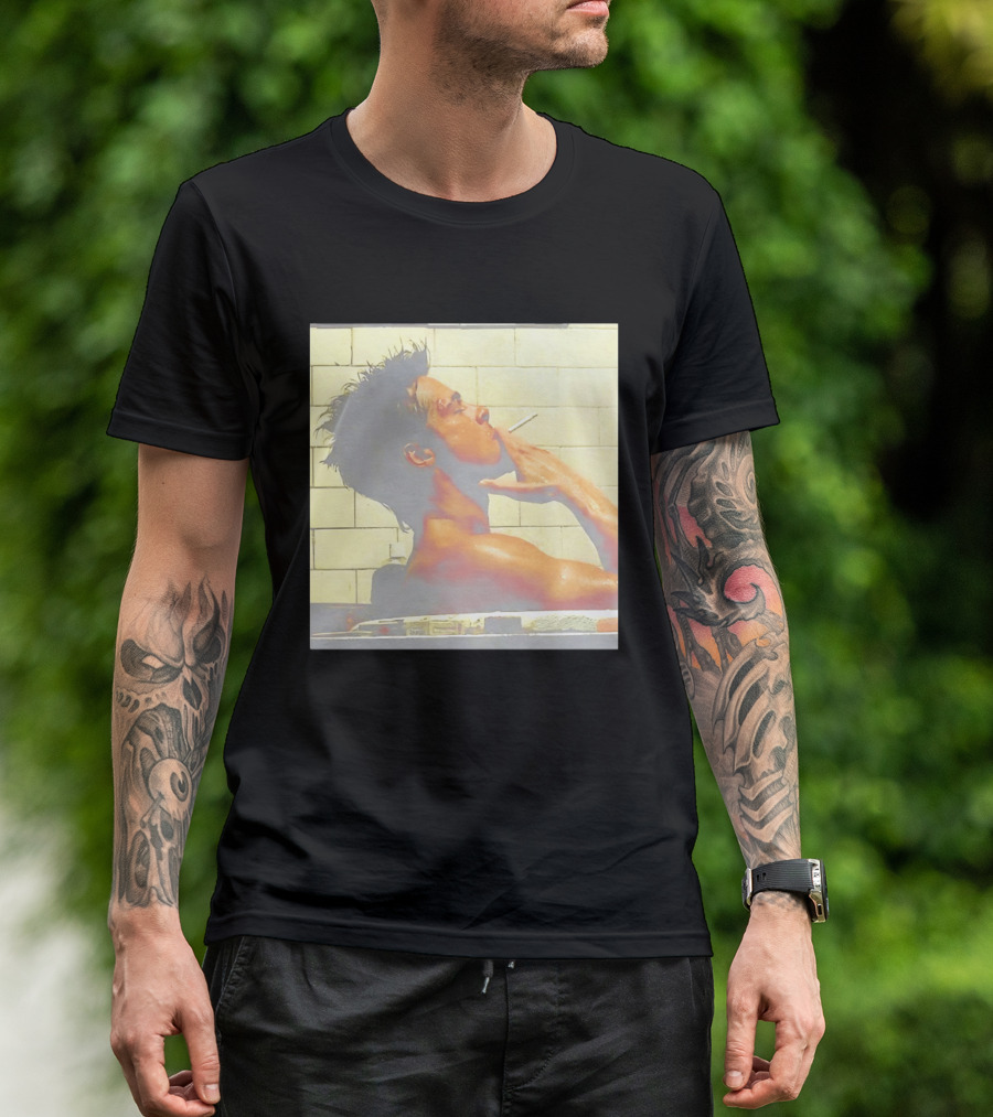 Brad Pitt Fight Club Bathroom Scene Smoking T-Shirt