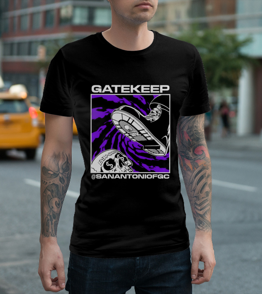 Gatekeep San Antonio Fighting Game Community Sneaker Skull T-Shirt