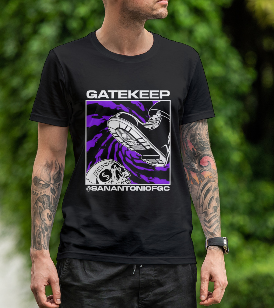 Gatekeep San Antonio Fighting Game Community Sneaker Skull T-Shirt