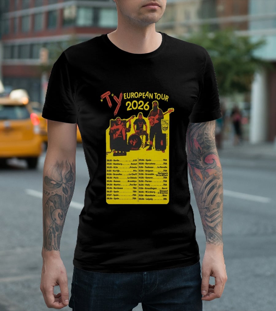TY European Tour 2026 Band Tour Dates T-Shirt