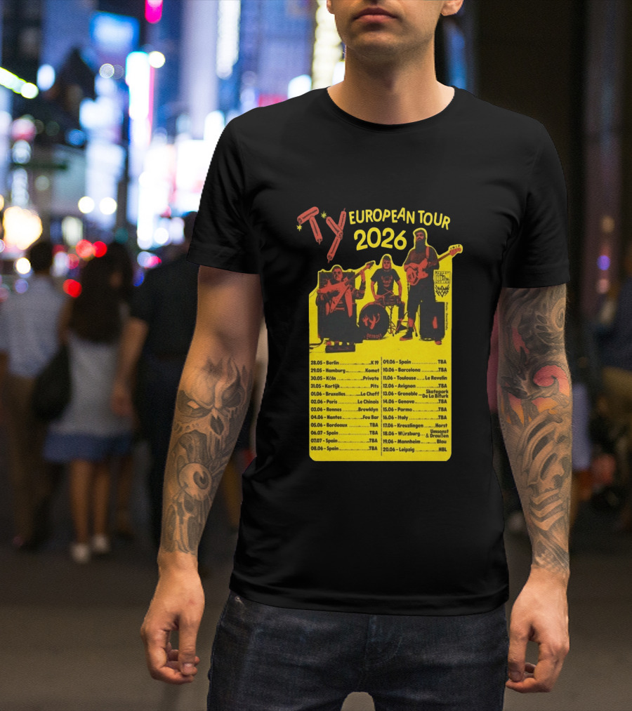 TY European Tour 2026 Band Tour Dates T-Shirt