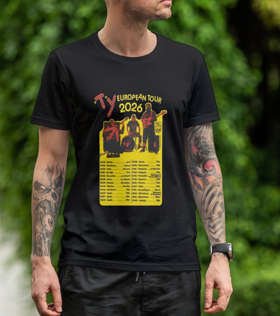 TY European Tour 2026 Band Tour Dates T-Shirt