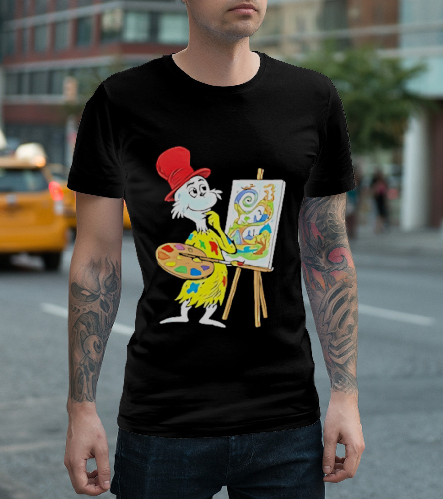 Sam I Am Red Hat Palette Painting Easel Whimsical Scene T-Shirt