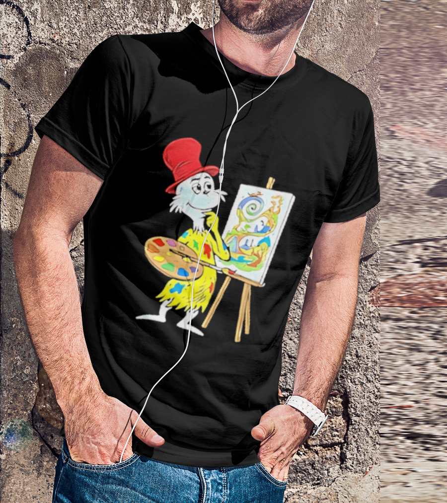 Sam I Am Red Hat Palette Painting Easel Whimsical Scene T-Shirt
