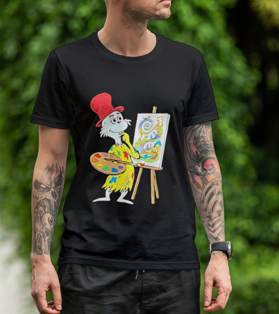 Sam I Am Red Hat Palette Painting Easel Whimsical Scene T-Shirt