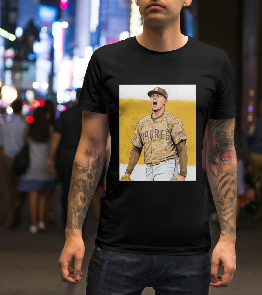 San Diego Padres Camouflage Uniform With Nike And American Flag T-Shirt