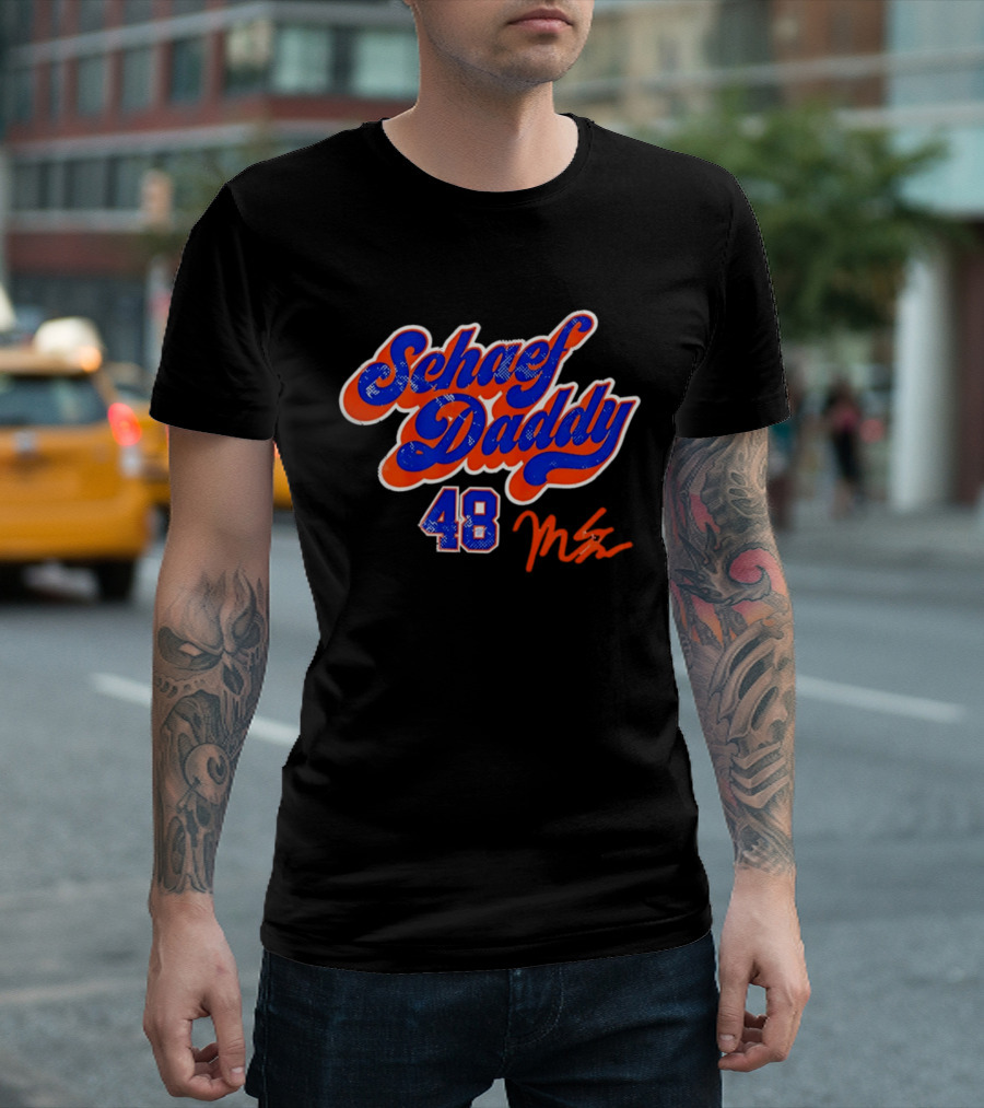 Schaef Daddy 48 Blue Orange Script Signature T-Shirt