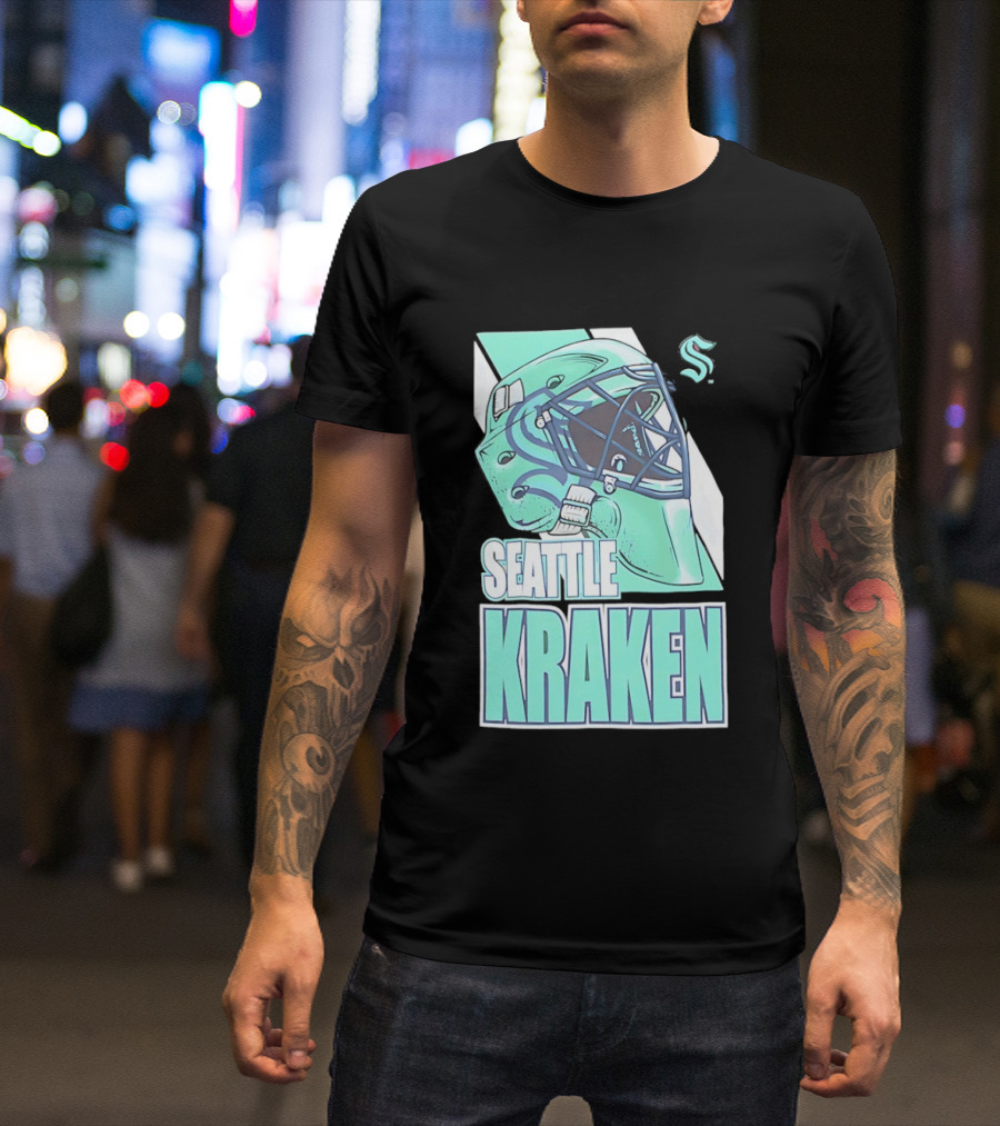 Seattle Kraken NHL Helmet Bucket Head Team T-Shirt