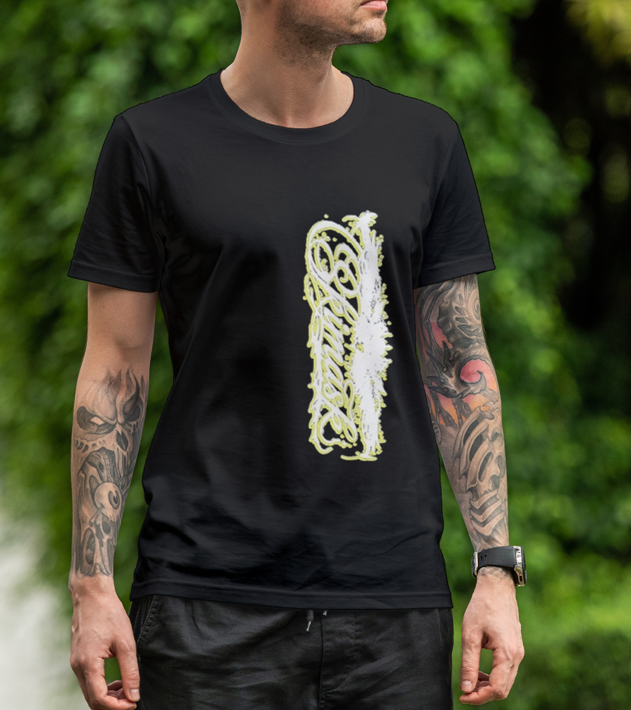 Ski Mask Script Neon Yellow Graffiti Style Vertical T-Shirt