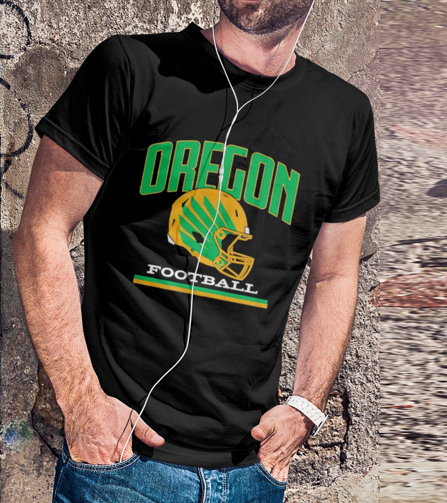 Oregon Football Green Yellow Helmet Iconic Team T-Shirt