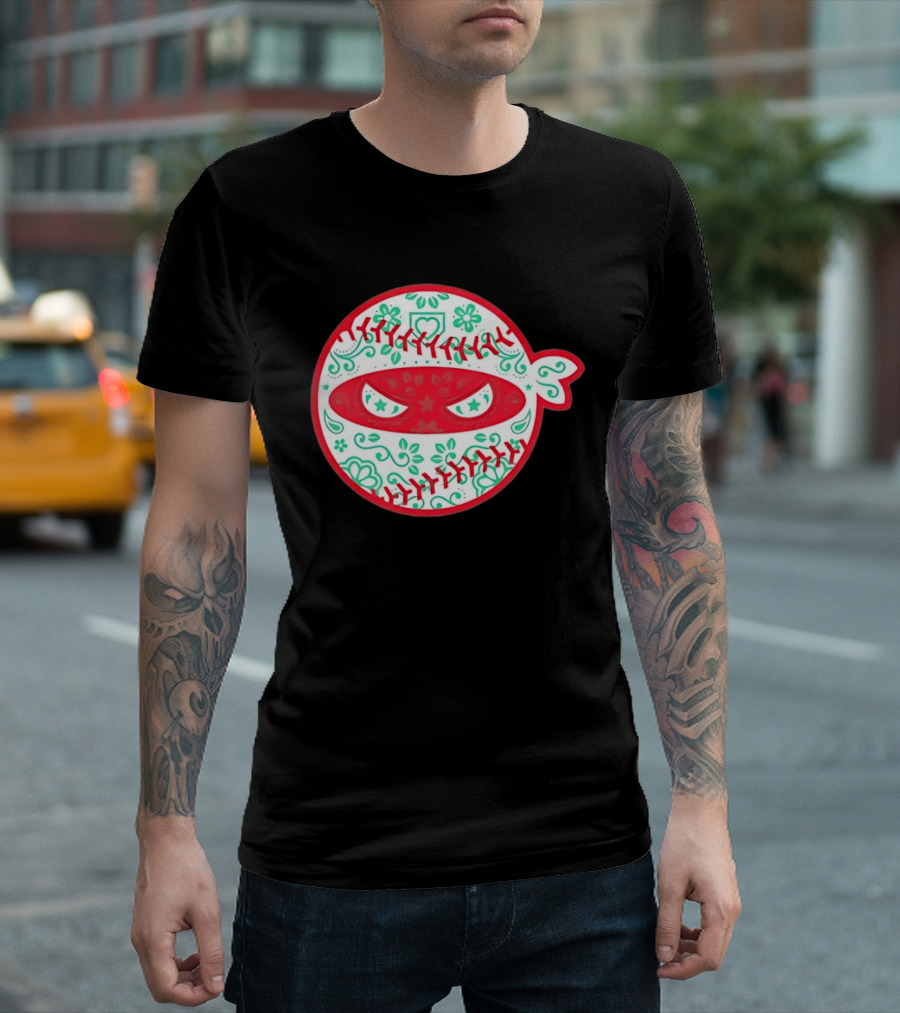 Pitching Ninja Mexico Baseball Dia De Los Muertos T-Shirt