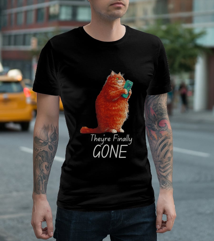 Cat They're Finally Gone Retro Video Game Console T-Shirt