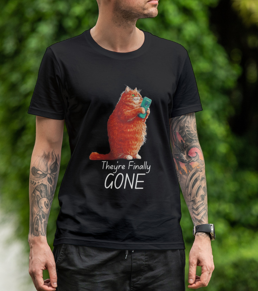 Cat They're Finally Gone Retro Video Game Console T-Shirt