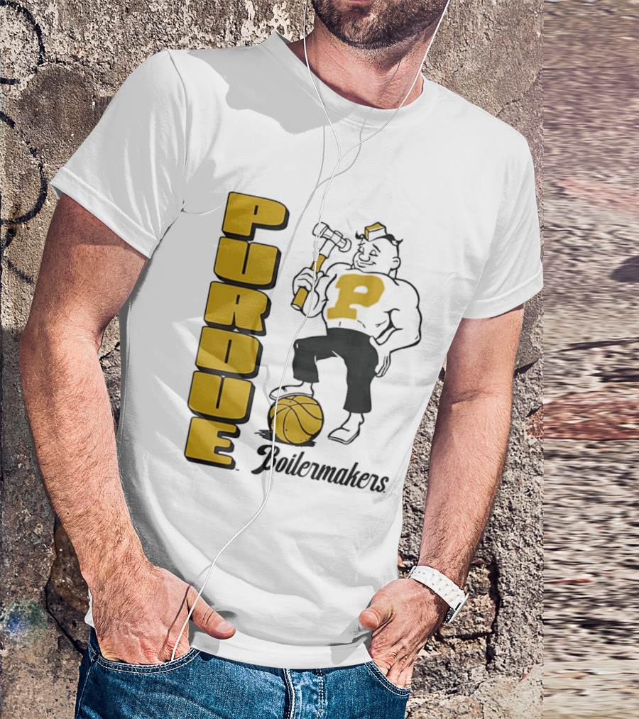Purdue Boilermakers Basketball Hammer 1970s Retro Team T-Shirt