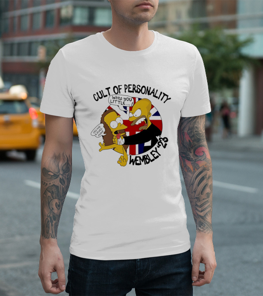 Cult Of Personality Wembley 2023 Cartoon "Why You Little" UK Flag T-Shirt