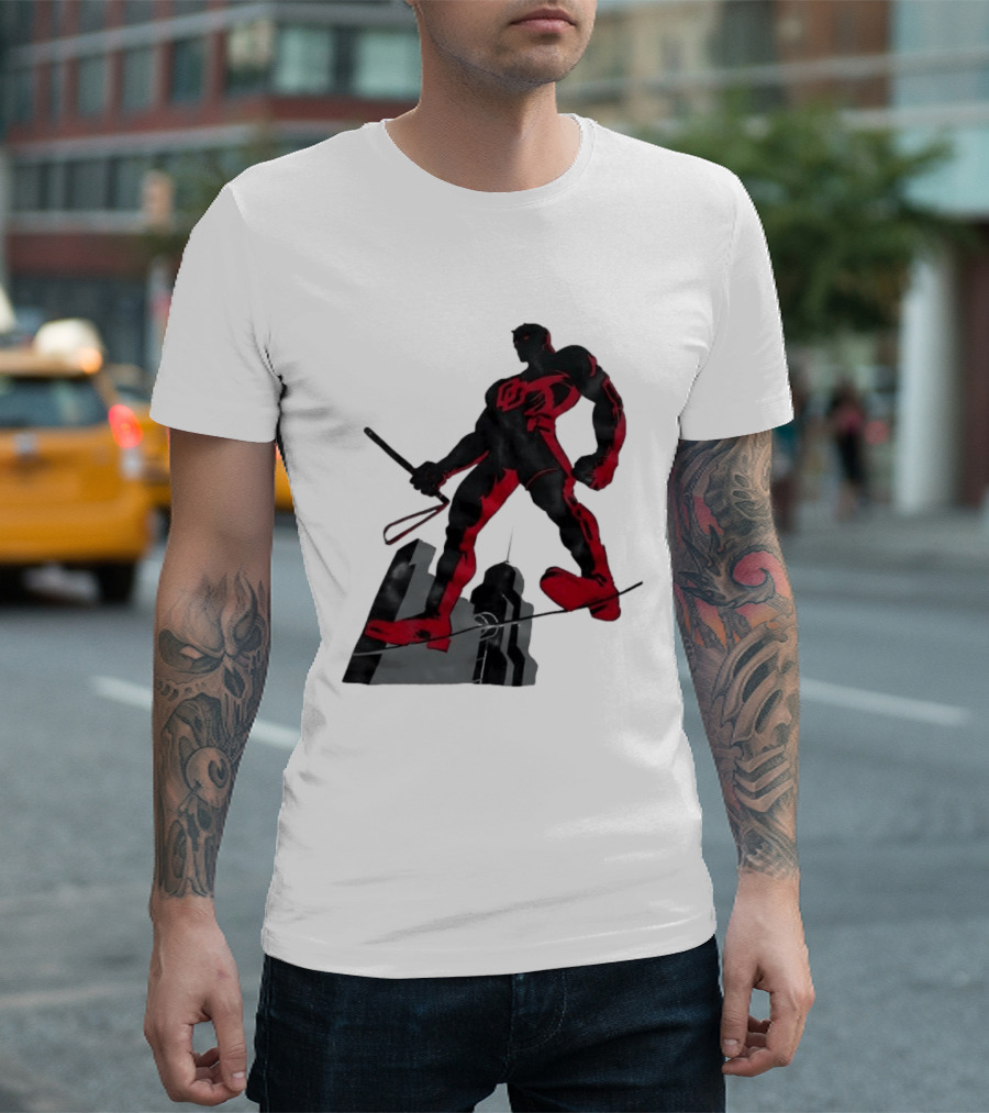 Daredevil Marvel Red Superhero Cityscape T-Shirt