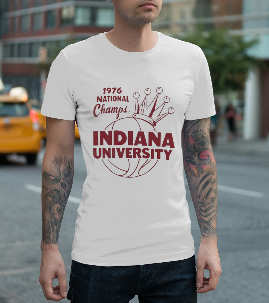 Indiana University 1976 National Champs Basketball Crown T-Shirt