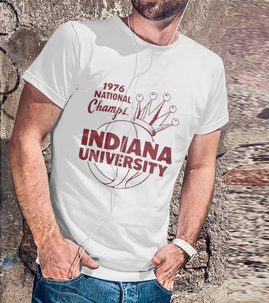 Indiana University 1976 National Champs Basketball Crown T-Shirt