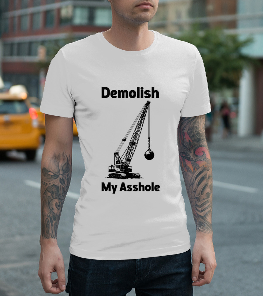 Demolish My Asshole Wrecking Ball Joke Humor T-Shirt
