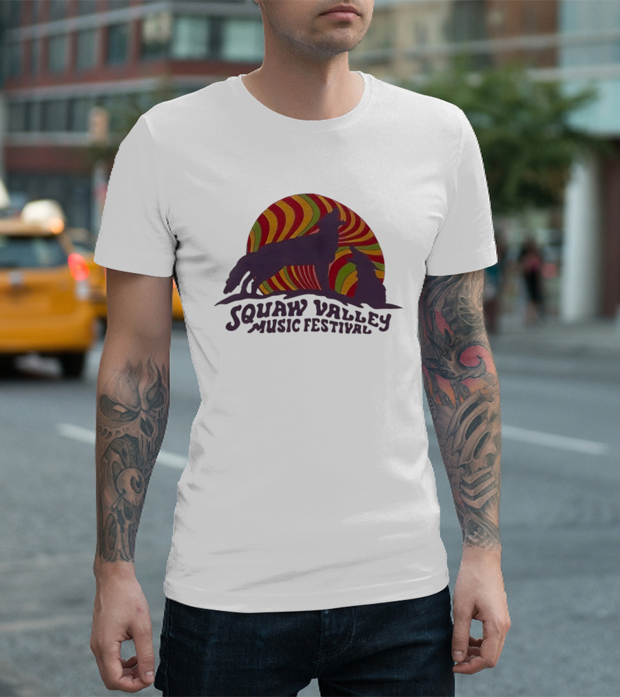 Squaw Valley Music Festival Psychedelic Wolf And Sunburst T-Shirt