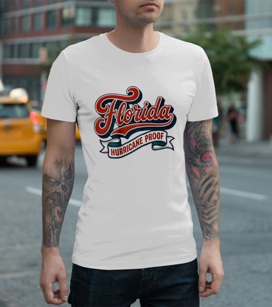 Florida Hurricane Proof Script Ribbon T-Shirt