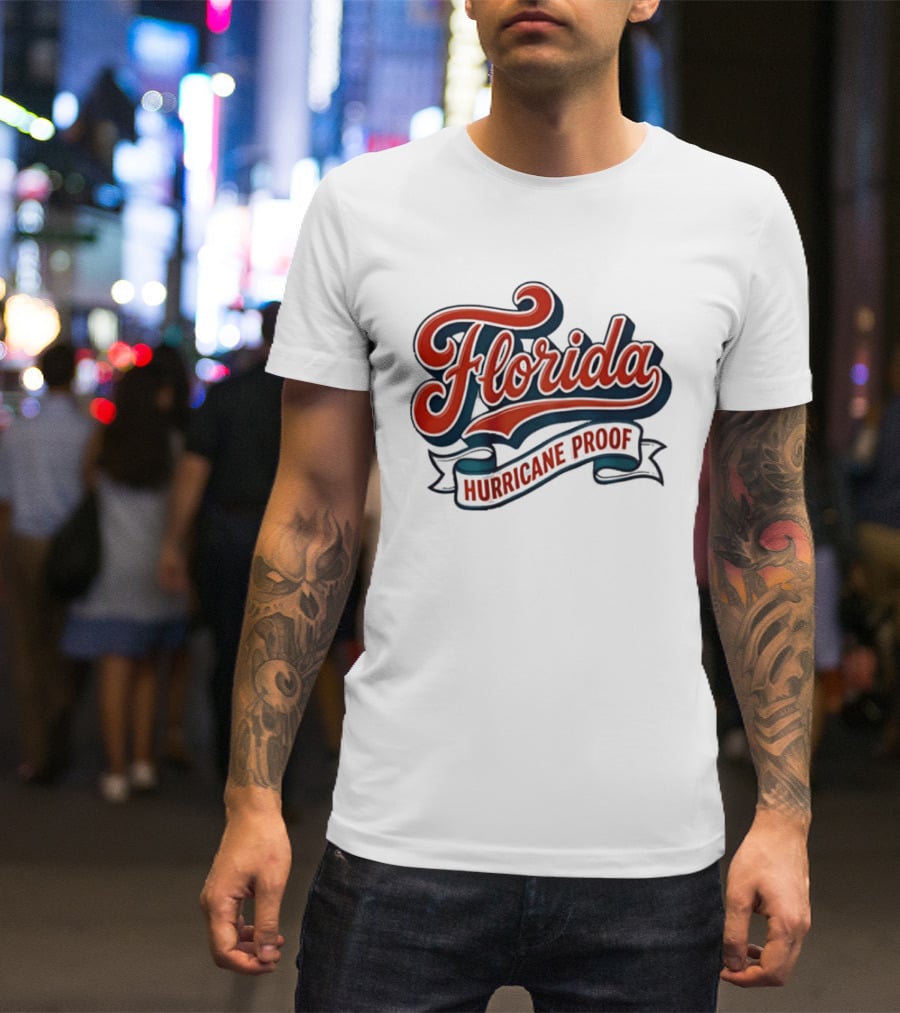 Florida Hurricane Proof Script Ribbon T-Shirt