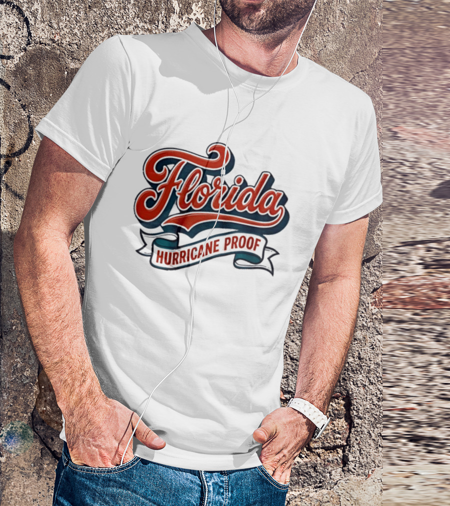 Florida Hurricane Proof Script Ribbon T-Shirt