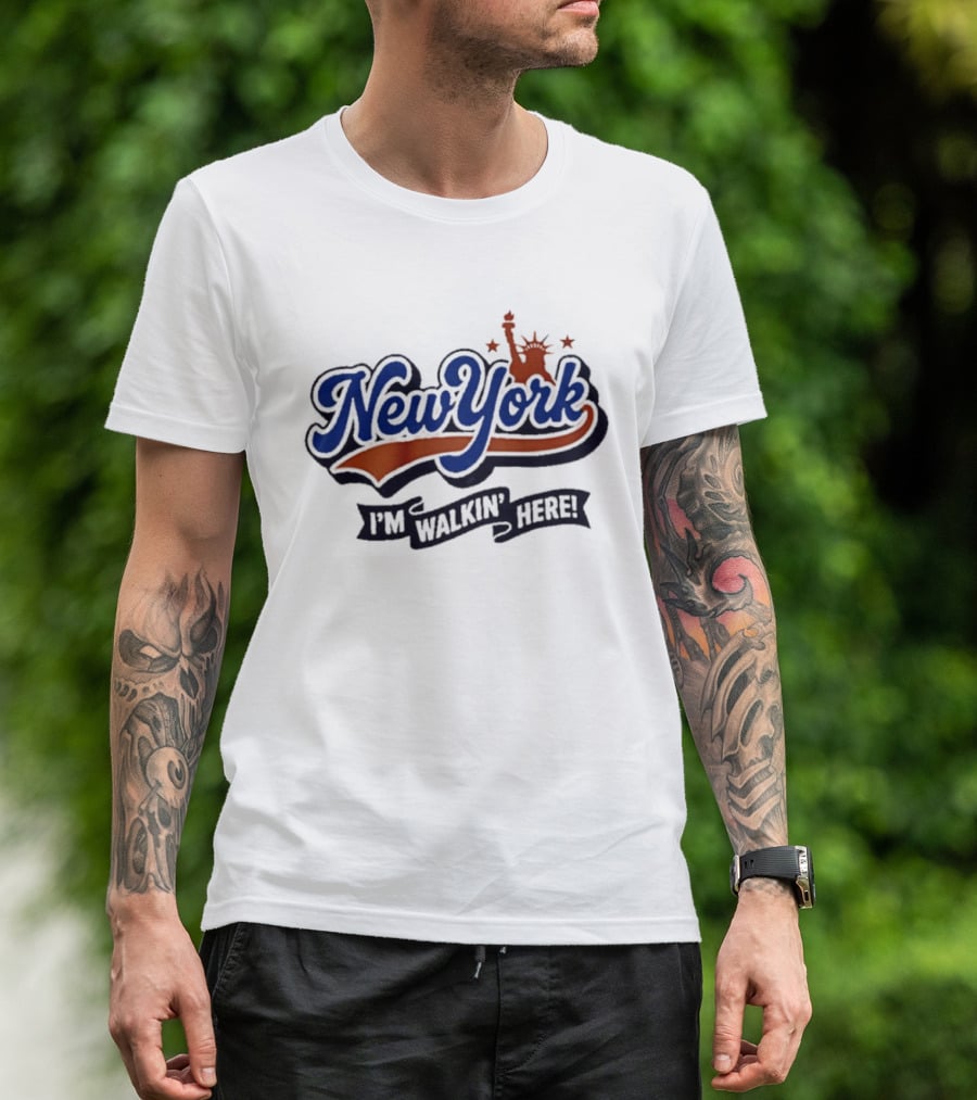 New York I'm Walkin' Here Statue Of Liberty Stars T-Shirt