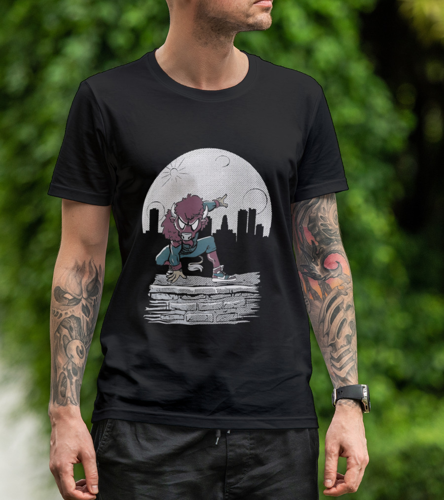 Bison Be A Hero Buffalo Bills Cityscape Dynamic Pose T-Shirt