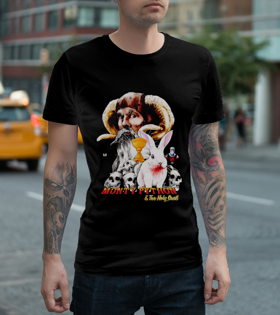 Monty Python And The Holy Grail Tim The Enchanter Killer Rabbit Grail Skulls T-Shirt