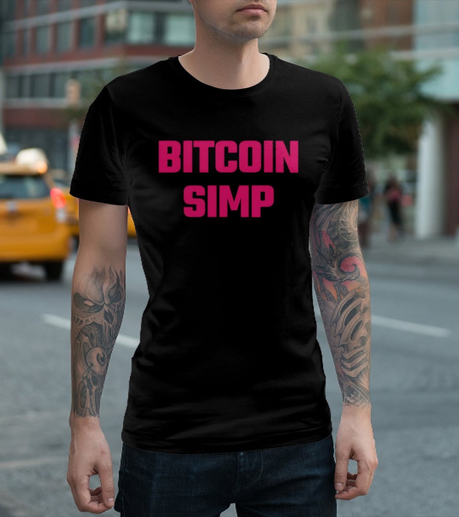 Bitcoin Simp Pink Block Letters T-Shirt