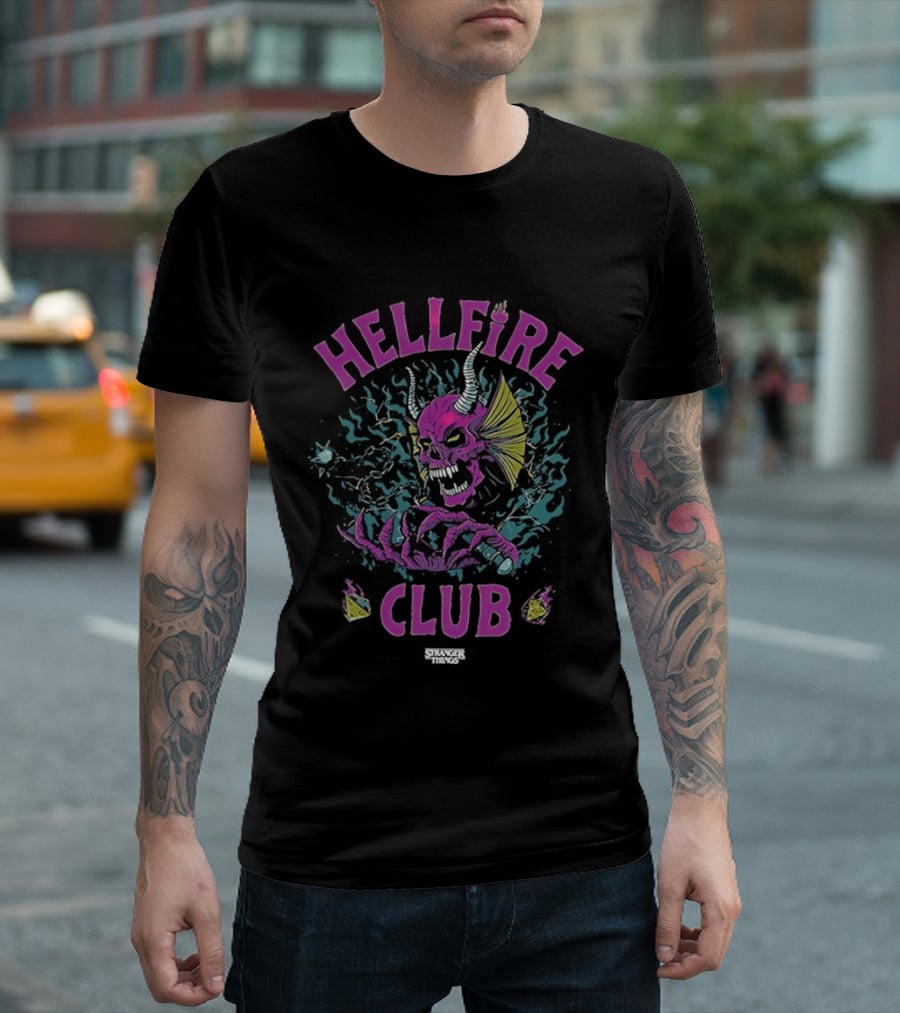 Hellfire Club Stranger Things Skull Sword Dice T-Shirt