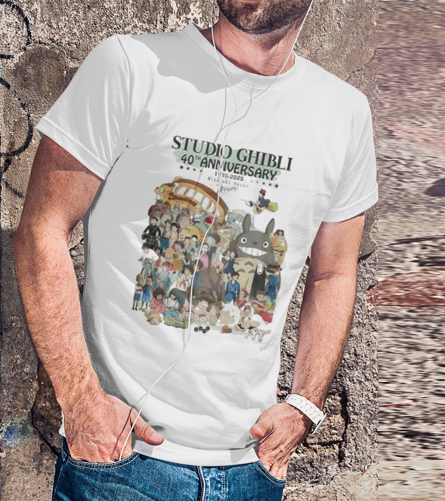 Studio Ghibli 40th Anniversary 1985 2025 Miyazaki Hayao Totoro Spirited Away Characters T-Shirt