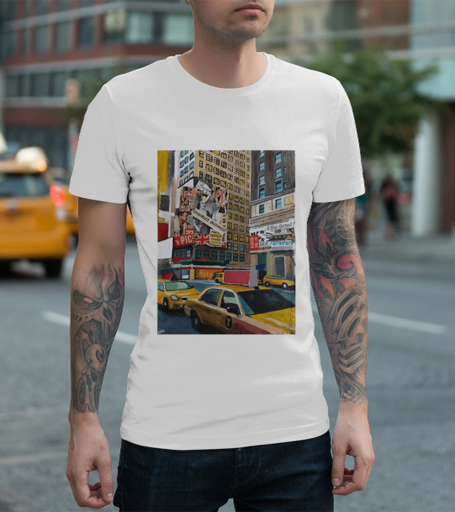 New York City Times Square Taxi Doubles Business British Flag T-Shirt